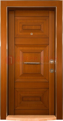 Коричневая входная дверь c МДФ панелью ЧД-10 в частный дом в Курске