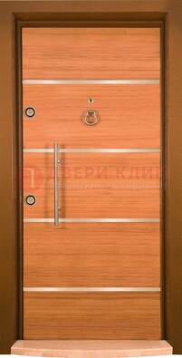Коричневая входная дверь c МДФ панелью ЧД-11 в частный дом в Курске