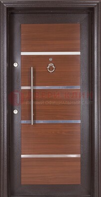 Коричневая входная дверь c МДФ панелью ЧД-27 в частный дом в Курске