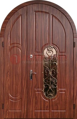 Арочная двухстворчатая стальная дверь Винорит ДА-54 в Курске