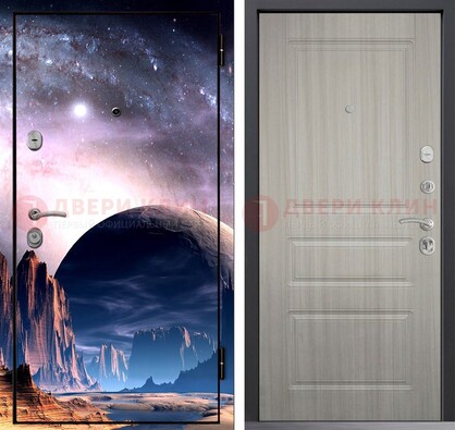 Железная дверь с фотопечатью космоса и планеты ДФ-50 в Курске