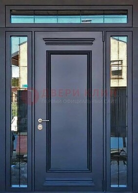 Черная металлическая дверь с фрамугой и филенкой ДФГ-19 в Курске