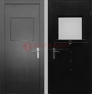 Черная стальная дверь в кассу ламинат внутри ДКС-3 в Курске