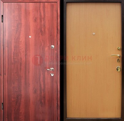 Красная железная дверь с ламинатом ДЛ-3 в Курске