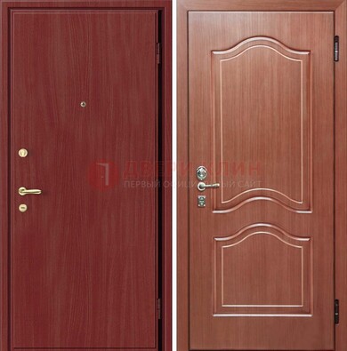 Красная металлическая дверь с ламинатом МДФ внутри ДЛ-8 в Курске