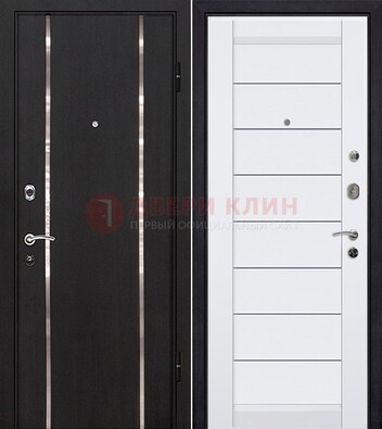 Черная входная дверь с МДФ и декоративными вставками ДМ-143 в Курске