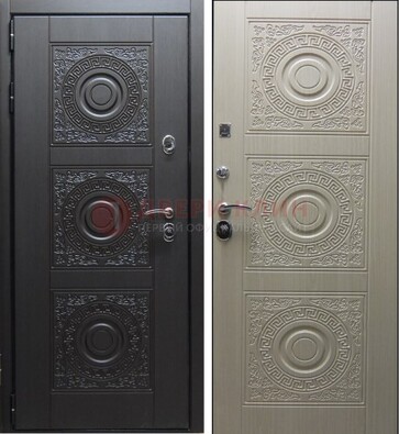 Темная стальная дверь с МДФ ДМ-161 для коттеджа в Курске