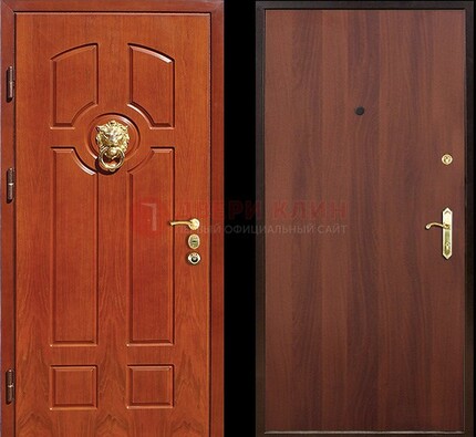 Оранжевая стальная дверь с МДФ ламинат внутри ДМ-18 в квартиру в Курске