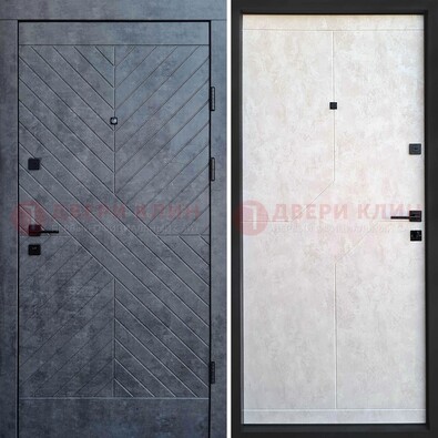Серая железная дверь с филенчатой МДФ ДМ-217 в Чебоксарах