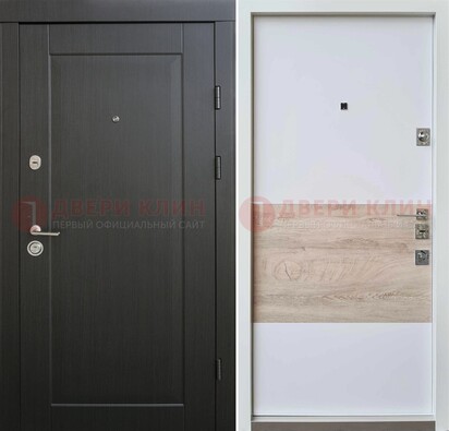 Черная металлическая дверь с белой МДФ внутри ДМ-230 в Курске