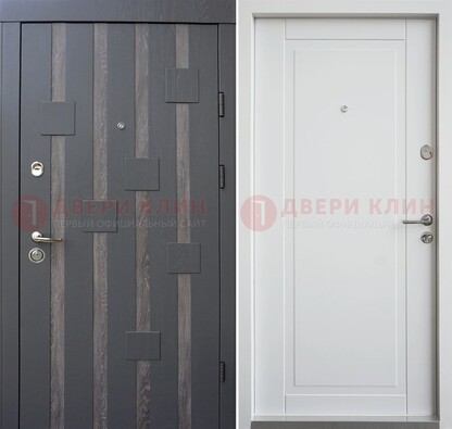 Темная металлическая дверь c белом МДФ внутри ДМ-231 в Курске