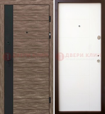 Коричневая входная дверь с черной вставкой МДФ ДМ-239 в Курске