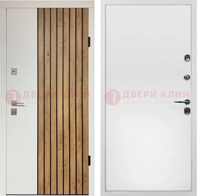 Белая с коричневой вставкой филенчатая дверь МДФ ДМ-278 в Курске