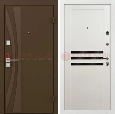 Стальная коричневая дверь с МДФ панелями ДМ-293 в Курске