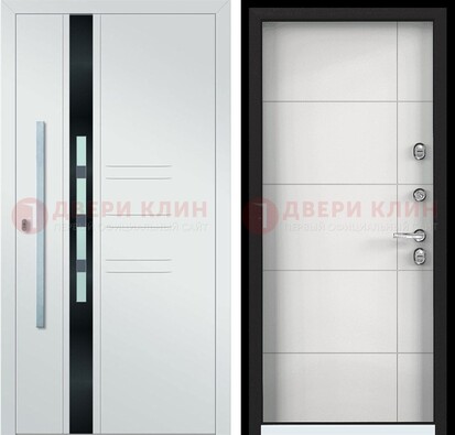 Металлическая дверь в белом цвете с МДФ ДМ-323 в Курске