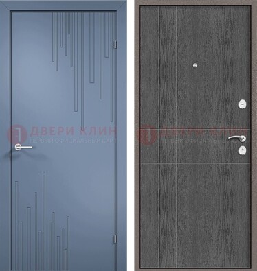 Синяя металлическая дверь МДФ в квартиру ДМ-434 в Курске