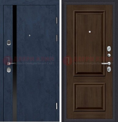 Синяя входная дверь МДФ с обеих сторон ДМ-473 в Курске