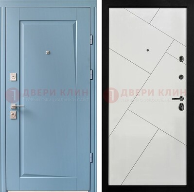 Синяя железная дверь с МДФ панелями ДМ-491 в Курске