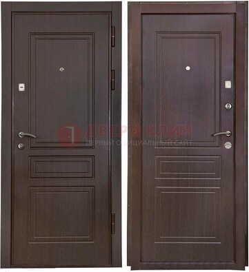 Антивандальная коричневая железная дверь с МДФ ДМ-61 в Курске