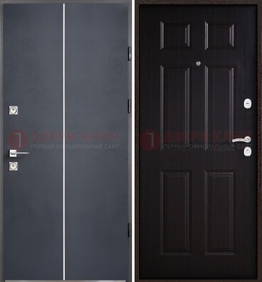 Железная дверь с порошковым покрытием и отделкой Темный орех внутри ДП-211 в Курске