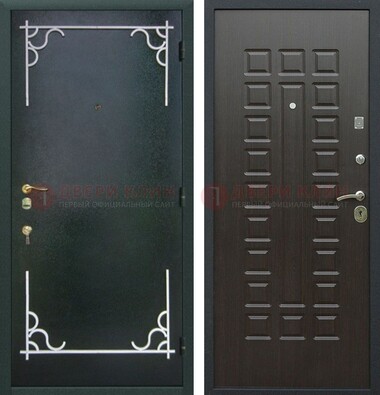Темная входная дверь с порошковым покрытием и МДФ венге ДП-223 в Смоленске
