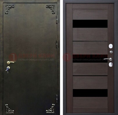 Темная входная дверь с порошковым покрытием и МДФ со стеклом ДП-236 в Курске
