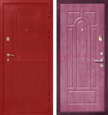 Красная входная дверь с порошковым напылением ДП-240 в Фрязино
