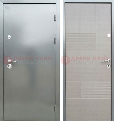Металлическая серая дверь с порошковым покрытием и серым МДФ внутри ДП-250 в Красногорске