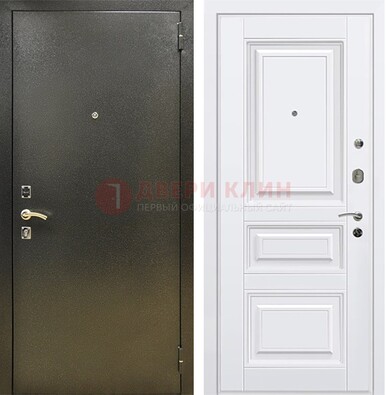 Железная темно-серая дверь с порошковым напылением и белой МДФ ДП-274 в Курске