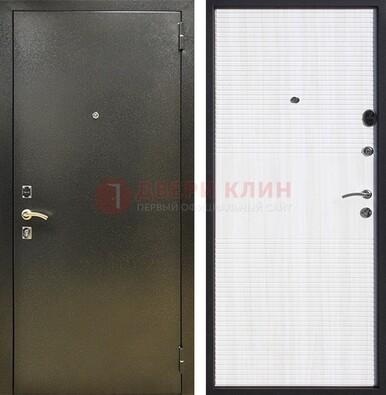 Стальная темно-серая дверь с порошковой отделкой и МДФ Белый ясень ДП-279 в Курске