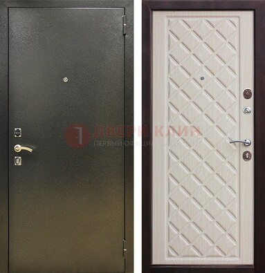 Темно-серая железная дверь с порошковым покрытием и филенчатой МДФ ДП-289 в Курске