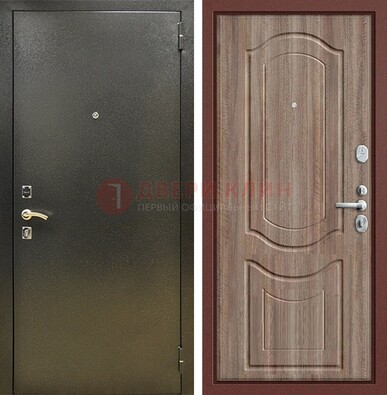 Темно-серая входная дверь с порошковым покрытием и коричневая МДФ ДП-290 в Курске