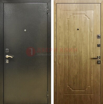 Темно-серая входная дверь с порошковым покрытием и МДФ Золотой дуб ДП-291 в Курске