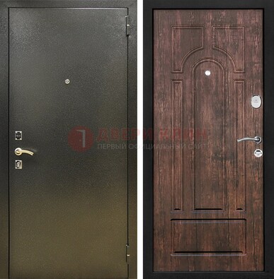 Темно-серая металлическая дверь с порошковым покрытием и МДФ коричневая ДП-292 в Курске