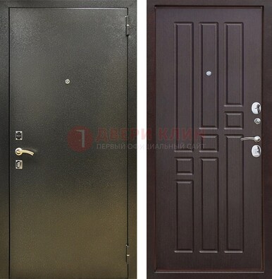 Входная темно-серая дверь с порошковым напылением и коричневой МДФ ДП-301 в Курске
