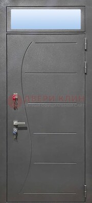 Чёрная входная дверь с порошковым окрасом и стеклом ДП-313 в Курске