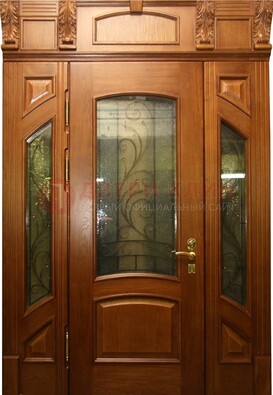 Парадная дверь со стеклянными вставками и ковкой ДПР-36 для дома в Курске