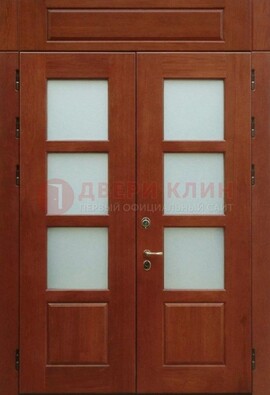 Металлическая парадная дверь со стеклом ДПР-69 для загородного дома в Курске