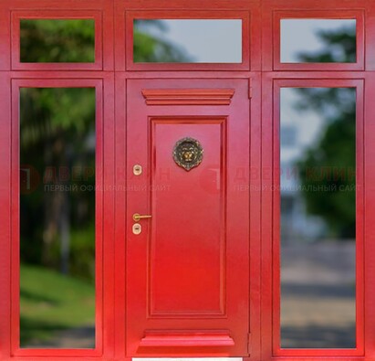 Красная парадная дверь для частного дома ДПР-88 в Курске