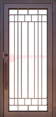 Стальная решетчатая дверь в коричневом цвете ДР-12 в Курске