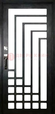 Черная стальная решетчатая дверь в современном стиле ДР-43 в Курске