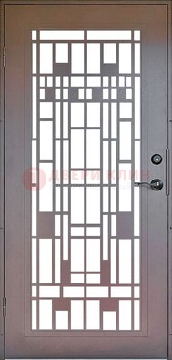 Коричневая стальная решетчатая дверь с узором ДР-4 в Курске