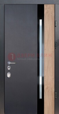 Черная металлическая дверь МДФ со стеклом ДС-14 в Курске