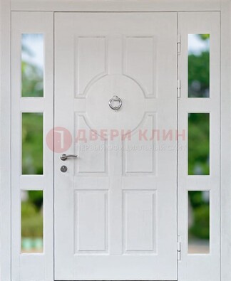 Белая стальная дверь со стеклом и фрамугами ДС-20 в Курске