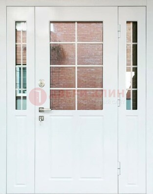 Белая стальная дверь со стеклом и фрамугами ДС-27 в Курске