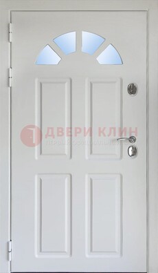 Белая стальная дверь МДФ со стеклом для дома ДС-37 в Курске