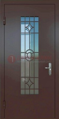 Входная металлическая дверь со стеклом для дома ДС-6 в Курске