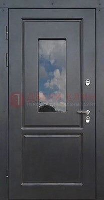 Чёрная металлическая дверь со стеклом ДС-77 в Курске