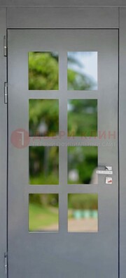 Серая металлическая дверь со стеклом ДС-78 в Курске
