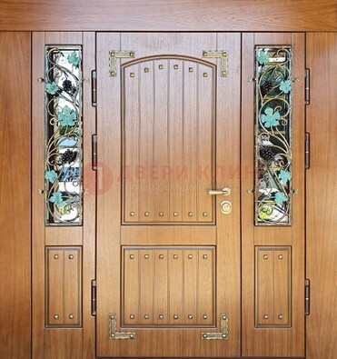 Железная дверь Винорит со стеклом и ковкой лозы ДСК-236 в Курске